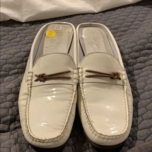 Patten leather flats